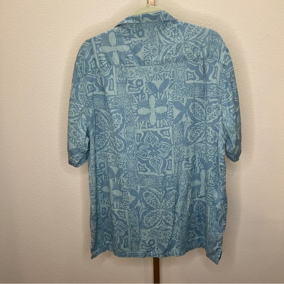 Island Republic 100% Silk Hawaiian Shirt Blue Print Sz XLarge - Picture 7 of 7